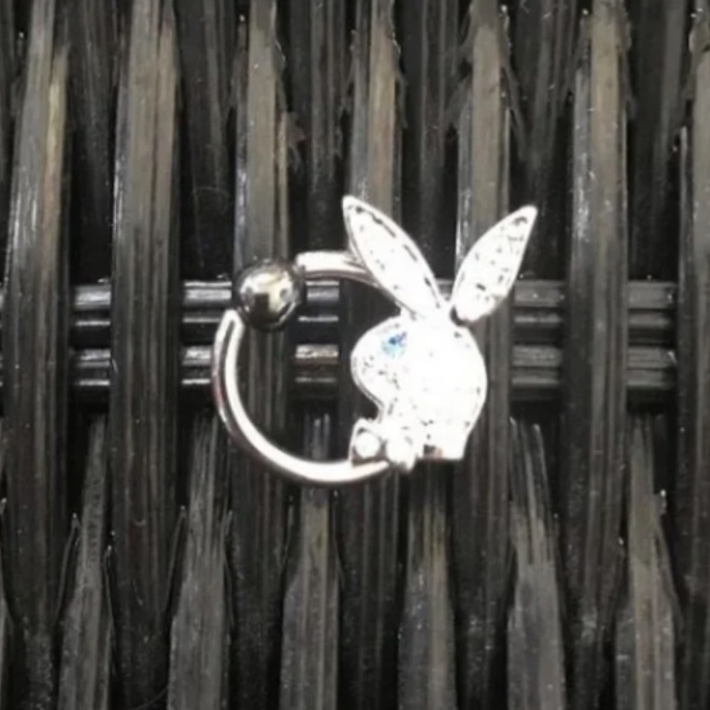 playboy crystal belly button navel ring jewelry